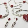 Sterling Silver Red Enamel Heart, Cupid and Cupie Doll