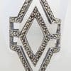 Sterling Silver Marcasite Large Marquis Diamond Shape Ring