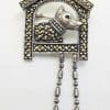 Sterling Silver Marcasite Dog in Kennel / Dog House Brooch