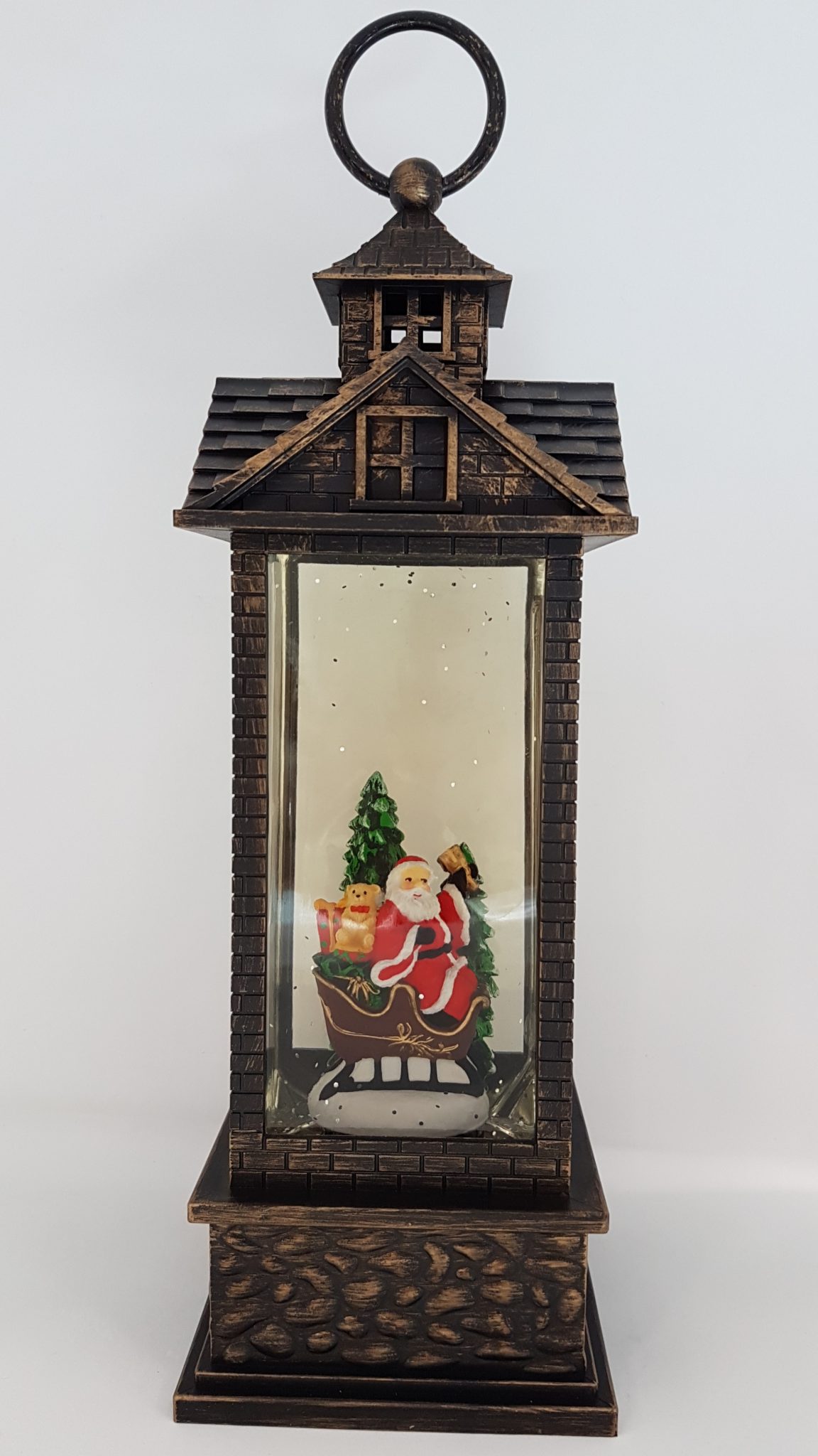 Christmas Glitter Lantern – Santa / Father Christmas in a Sleigh with a Christmas Tree – Christmas Ornament Design #8