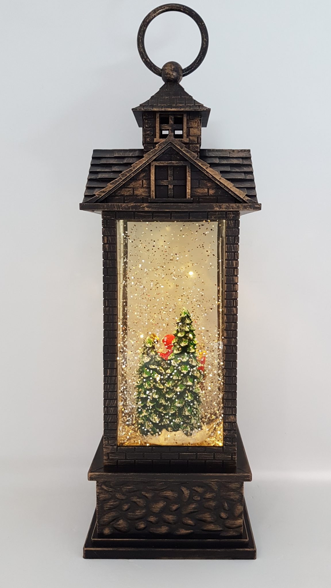 Christmas Glitter Lantern – Santa / Father Christmas in a Sleigh with a Christmas Tree – Christmas Ornament Design #8