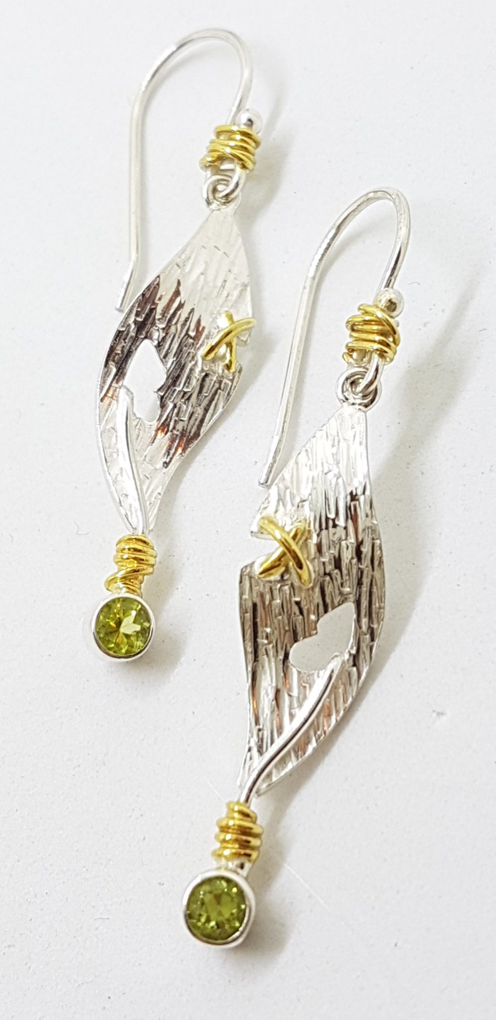 20200809_123953 Sterling Silver and Gold Plate Long Peridot Drop Earrings