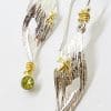 Sterling Silver and Gold Plate Long Peridot Drop Earrings