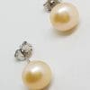 Sterling Silver Pearl Stud Earrings - Available in White, Cream, Pink, Black and / or Grey