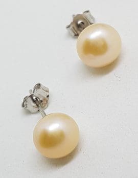 Sterling Silver Pearl Stud Earrings - Available in White, Cream, Pink, Black and / or Grey