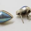 Sterling Silver Blue Mabe Pearl Pear Shape / Teardrop Stud Earrings