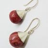 Sterling Silver Coral Ball in Cone Drop Earrings