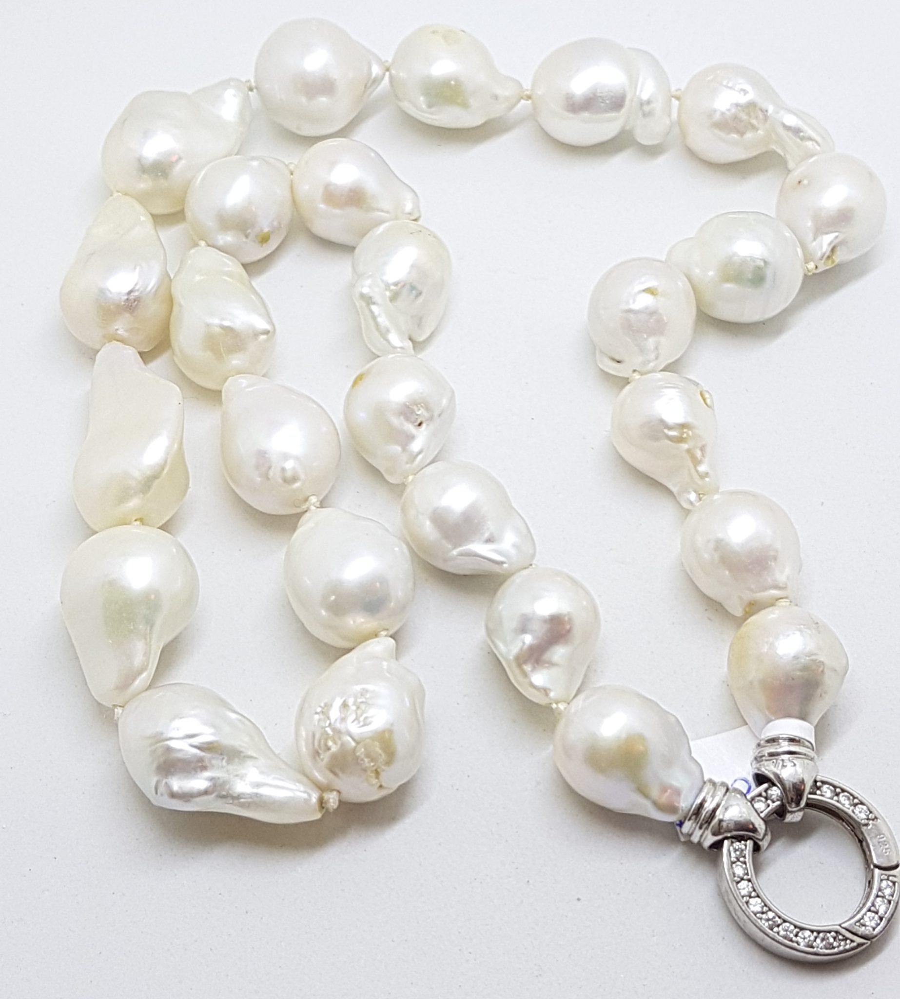 Baroque Pearl & Cubic Zirconia Asymmetric Necklace main image 1