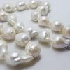 Sterling Silver Baroque Pearl Necklace with Cubic Zirconia Clasp