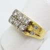 18ct Yellow Gold 10 Diamond Ornate Rectangular Cluster Ring - Antique / Vintage