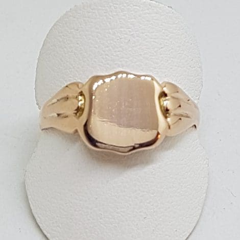9ct Rose Gold Shield Shape Signet Ring