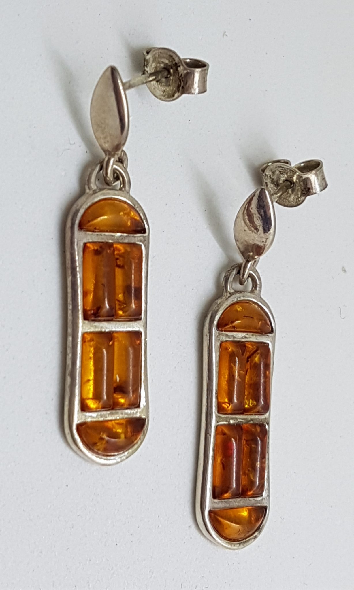 20200811_130303 Sterling Silver Natural Baltic Amber Long Cluster Drop Earrings