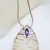 Sterling Silver Large Amethyst Leaf Pendant on Silver Chain