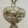 Sterling Silver Large Pyrite and Green Amethyst / Prasiolite Pendant on Thick Ball Link Silver Necklace / Chain