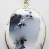 Sterling Silver Dendritic Agate Large Oval Pendant on Silver Chain