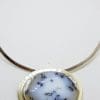 Sterling Silver Dendritic Agate Large Oval Pendant on Silver Choker / Chain / Necklace