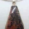 Sterling Silver Large Rhodonite Pendant on Silver Choker Necklace