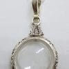 Sterling Silver Round Ornate Locket Pendant on Silver Chain