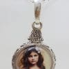 Sterling Silver Round Ornate Locket Pendant on Silver Chain