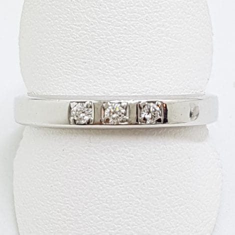 18ct White Gold 3 Diamond Wedding Band Ring