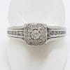 18ct White Gold Diamond Channel and Claw Set Square Cluster Engagement Ring