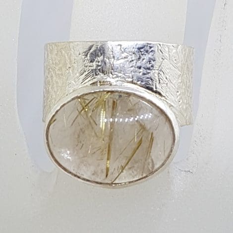 Sterling Silver Wide Oval Rutilated Quartz Ring