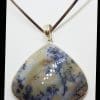Sterling Silver Dendritic Agate Large Pear Shape / Teardrop Pendant on Silver Choker / Chain / Necklace