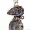 Sterling Silver Large Meteorite, Clear Crystal Quartz and Agate Pendant on Choker / Chain / Necklace