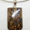 Sterling Silver Bronzite Pendant on Silver Choker / Chain / Necklace