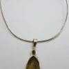Sterling Silver Long Marquis Shape Citrine with Garnet Pendant on Choker Necklace / Chain