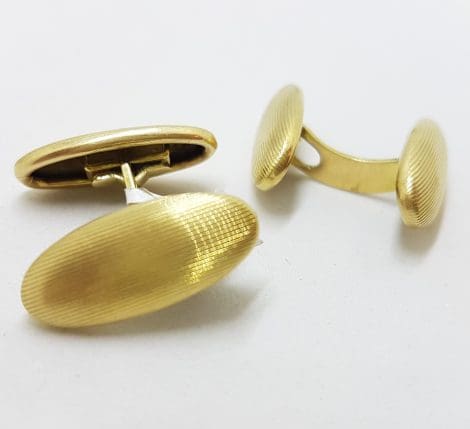 14ct Yellow Gold Oval Cufflinks - Vintage / Antique