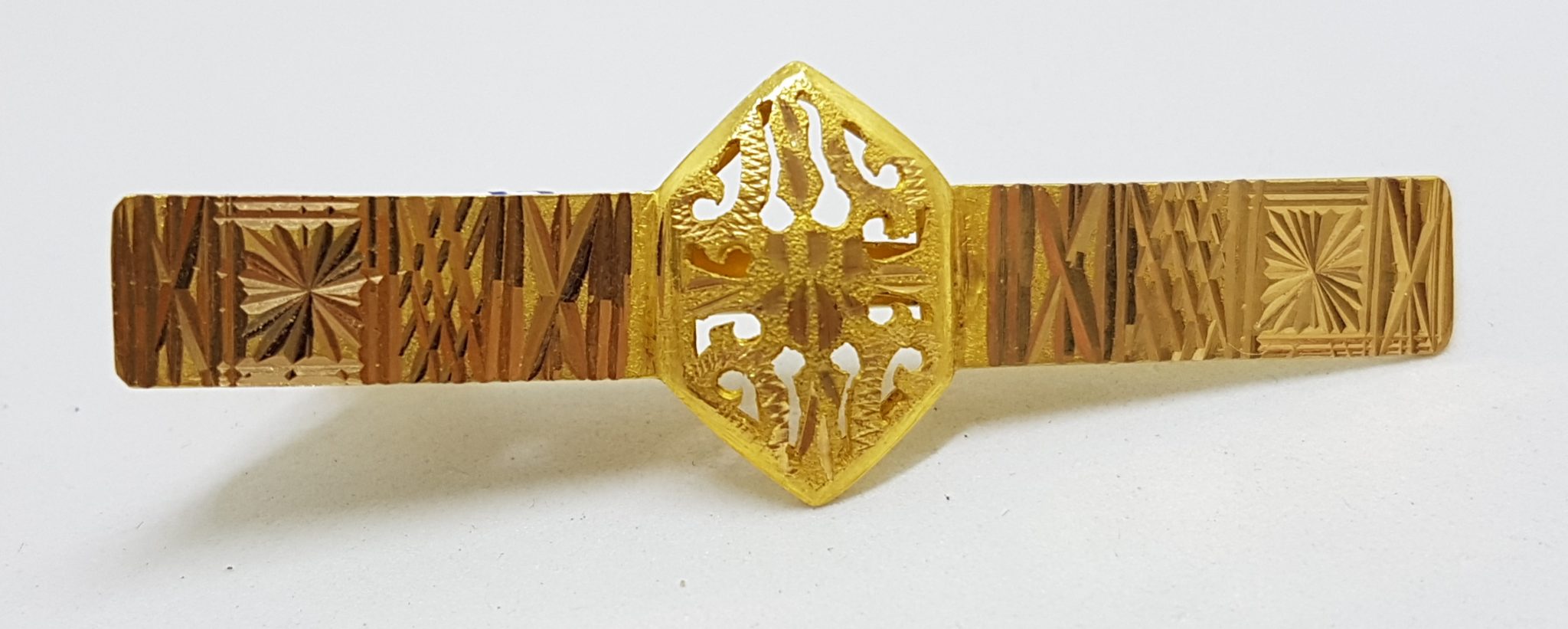 20200820_185254 22ct Yellow Gold Ornate Filigree Tie Clip / Tie Bar