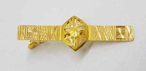 22ct Yellow Gold Ornate Filigree Tie Clip / Tie Bar