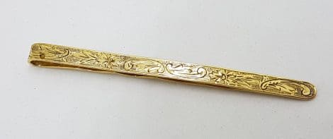 9ct Yellow Gold Ornate Design Tie Clip / Tie Bar
