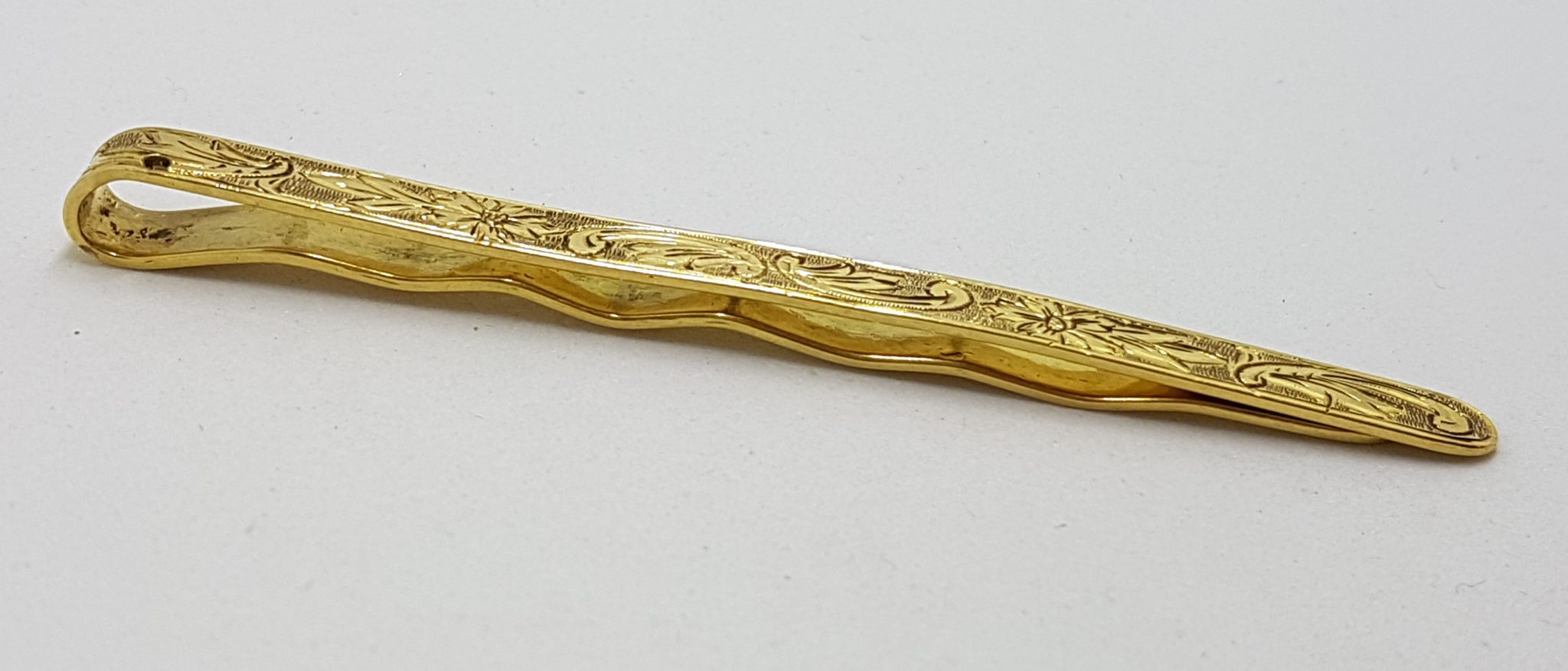 9ct Yellow Gold Ornate Design Tie Clip / Tie Bar