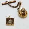 9ct Yellow Gold Diamond Stick Pin / Brooch / Tie Pin