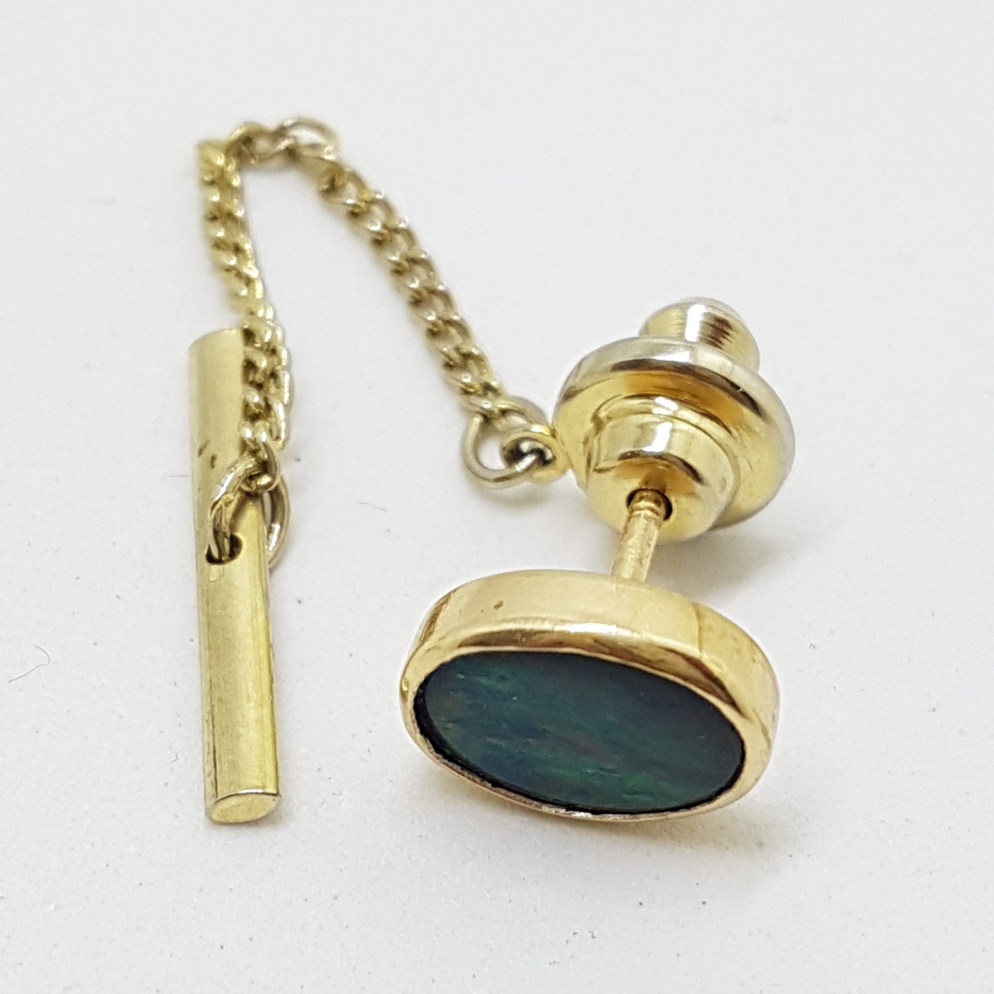 9ct Yellow Gold Oval Opal Stick Pin / Brooch / Tie Pin