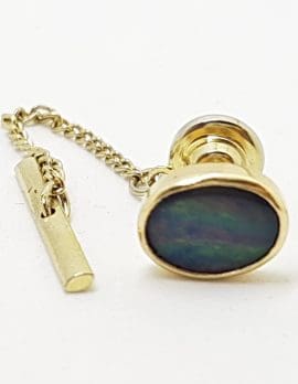 9ct Yellow Gold Oval Opal Stick Pin / Brooch / Tie Pin