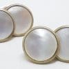9ct Gold Round Mother of Pearl Round Cufflinks - Vintage / Antique