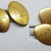 9ct Yellow Gold Initialled "L.B.J" Oval Cufflinks - Vintage / Antique