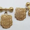 9ct Yellow Gold Initialled "F.J.B." Shield Cufflinks - Vintage / Antique