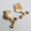 9ct Yellow Gold Initialled "G.H.S." Shield Cufflinks - Vintage / Antique