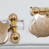 9ct Rose Gold Shield Shape Cufflinks - Vintage / Antique