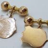 9ct Rose Gold Shield Shape Cufflinks - Vintage / Antique