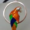Sterling Silver Rose Gold Plated Enamel Large Parrot Pendant on Neoprene Necklace