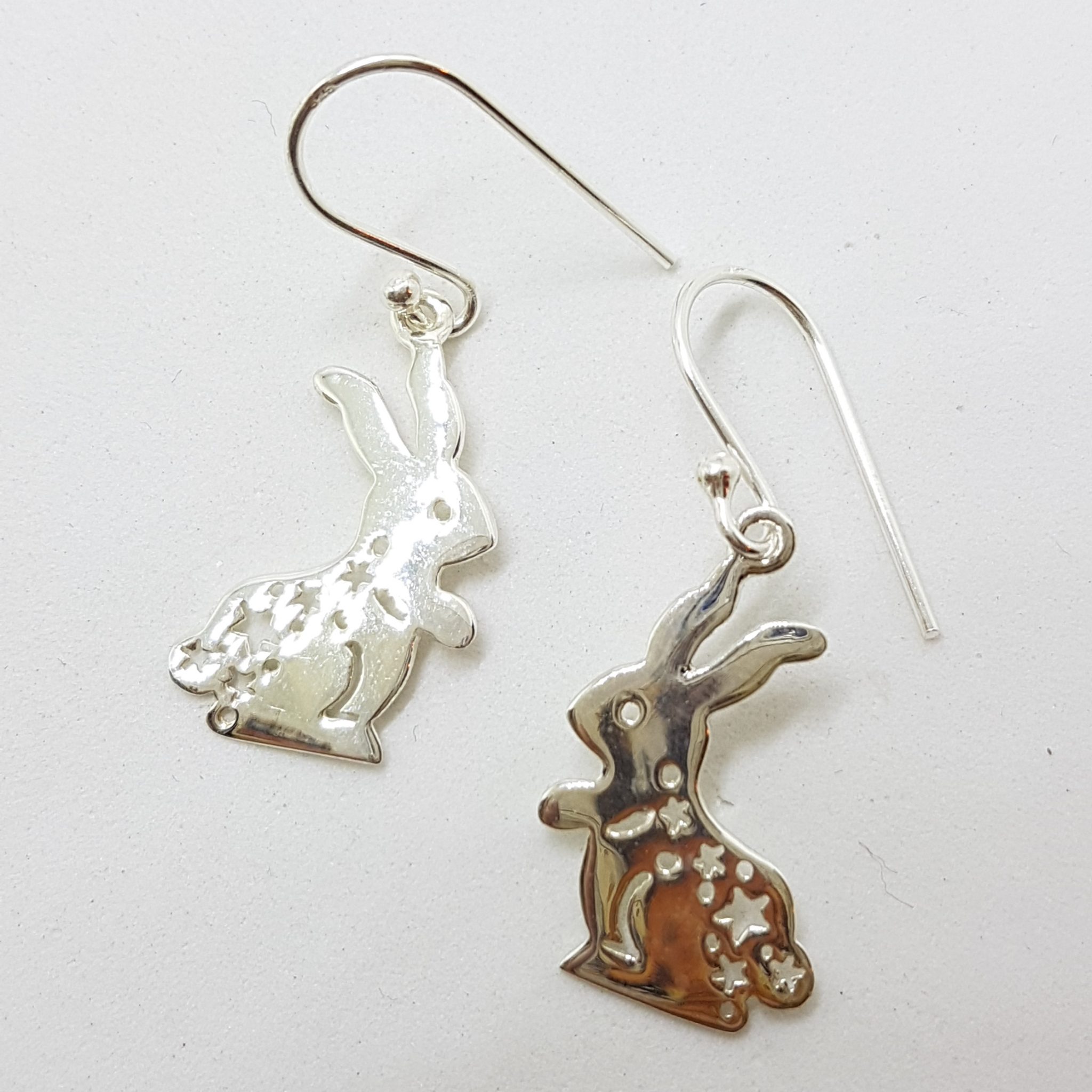 Sterling Silver Rabbit Drop Earrings
