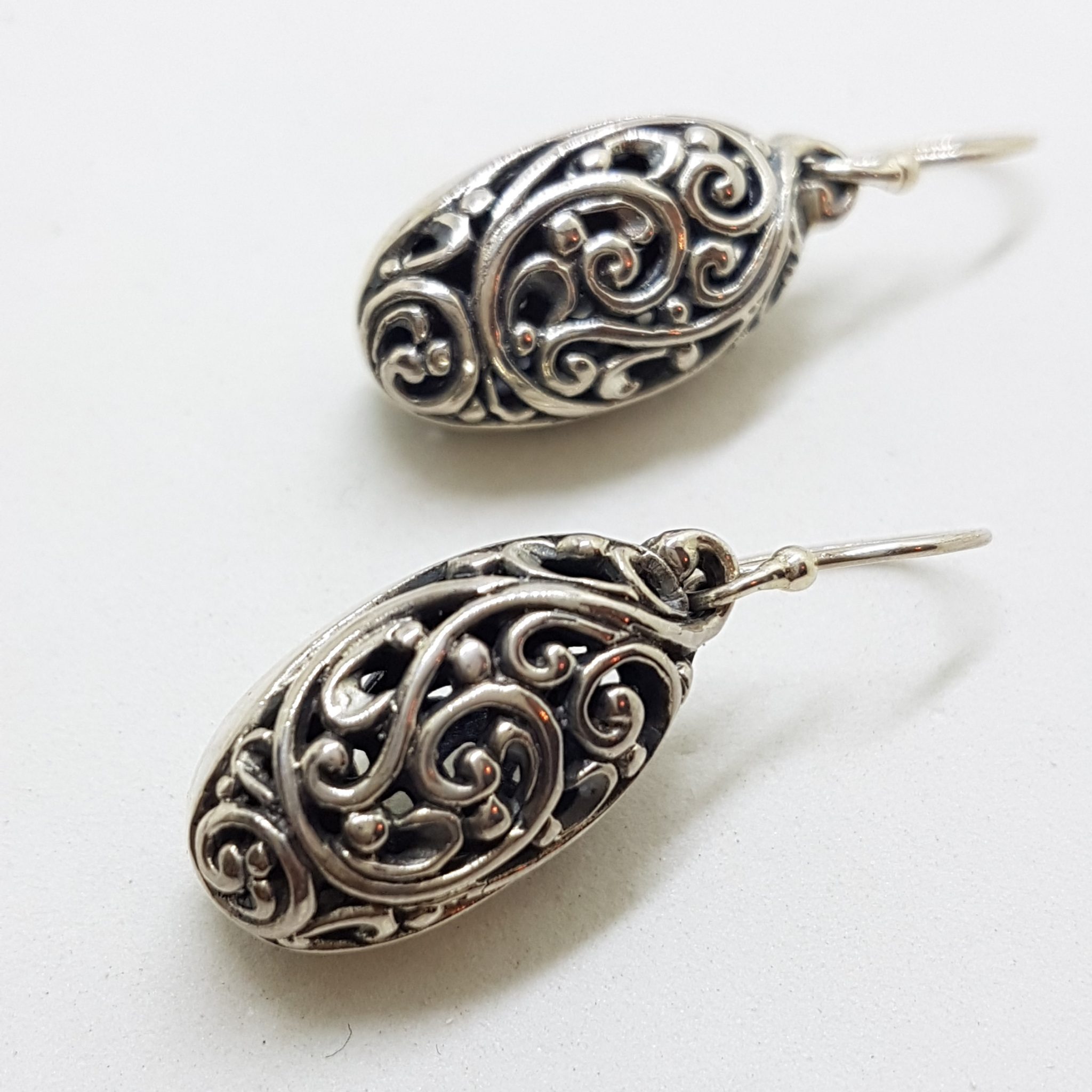 20200824_203333 Sterling Silver Ornate Filigree Oval Drop Earrings
