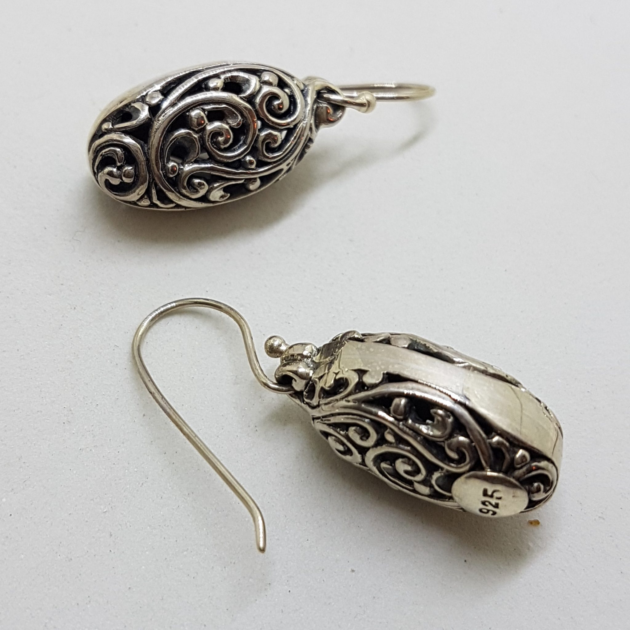 20200824_203413 Sterling Silver Ornate Filigree Oval Drop Earrings