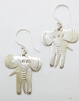 Sterling Silver Jointed Elephant Drop Earrings