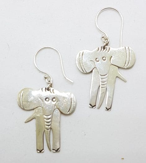 Sterling Silver Jointed Elephant Drop Earrings